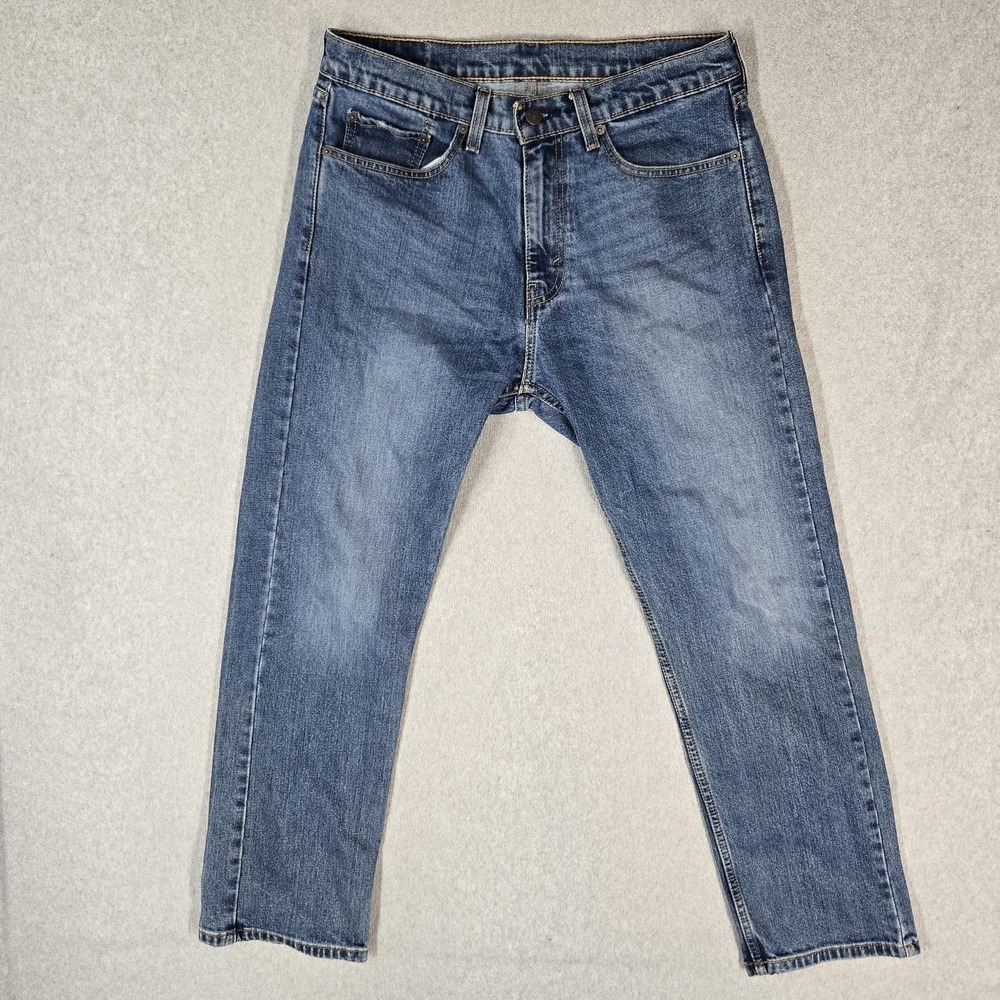 Levi's 505 Men Jeans 32X30 Blue Denim Relaxed Fit 28" Inseam Stretch